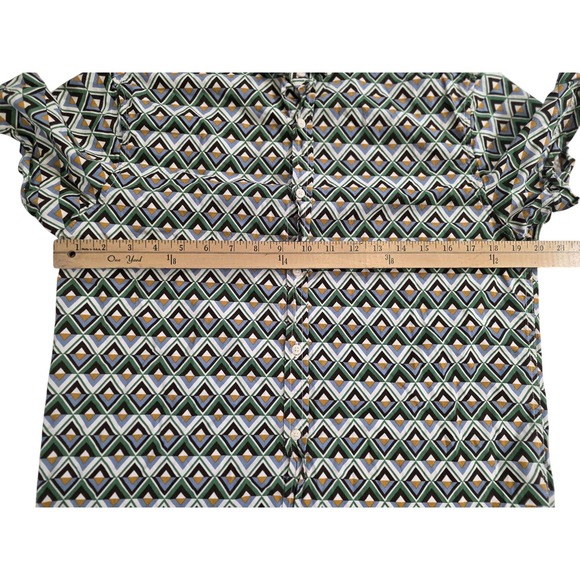 Denim & Flower Ricky Singh M Retro Mod Geometric Button Up shirt 60s/70s-core - Picture 11 of 11